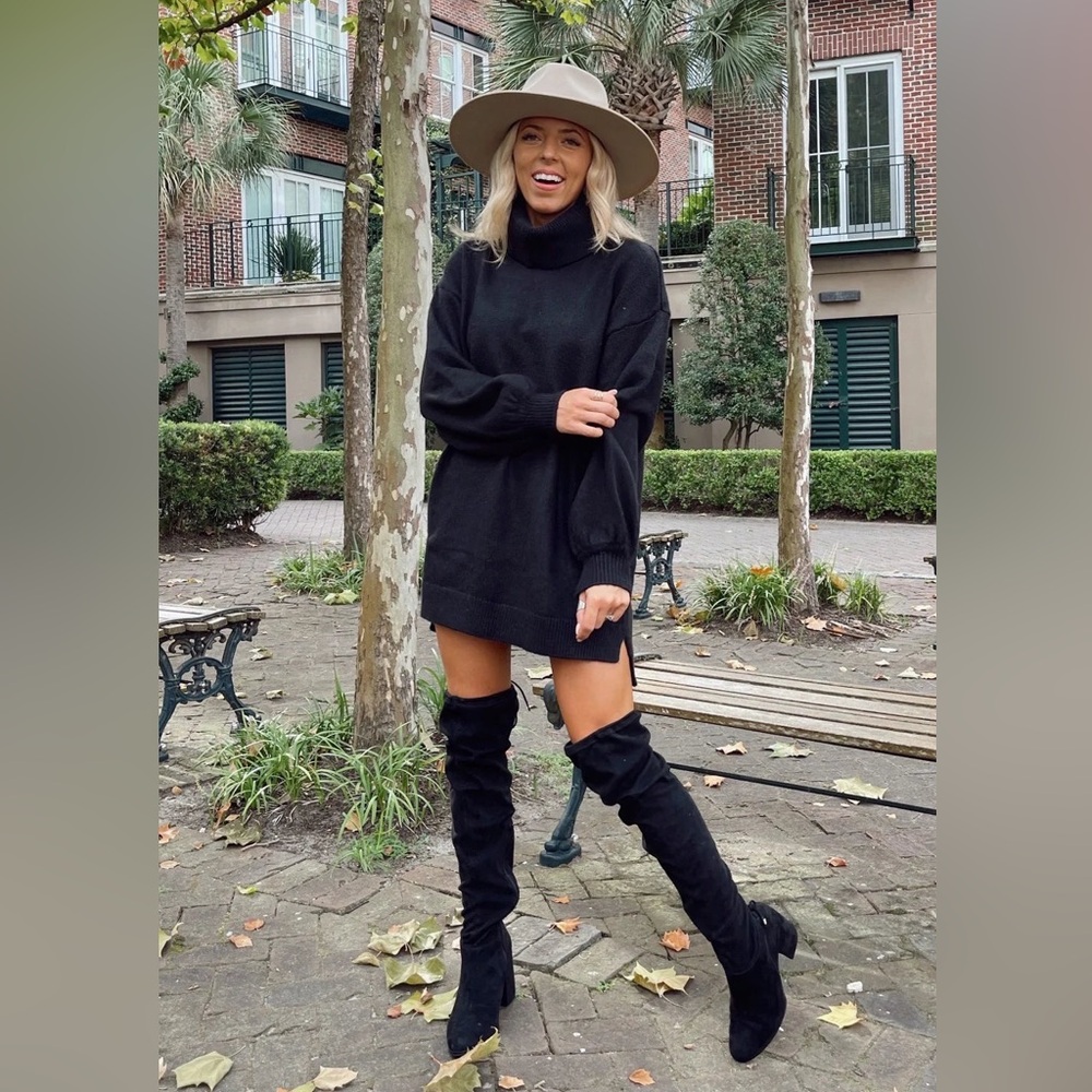 Show Me Your MuMu Black Knit Chester Sweater Dress